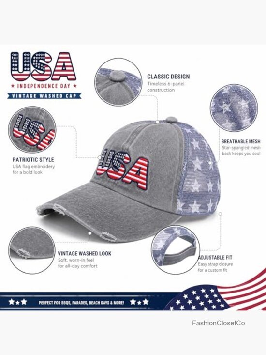 250 Anniversary USA Hat Adjustable Baseball Cap Patriotic 4th July Women Men